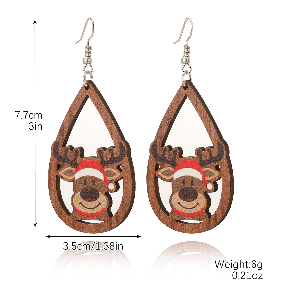 Wholesale Christmas Wood Snowflake Exaggerated Christmas Tree Earrings